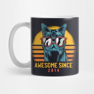 Retro Cool Cat Awesome Since 2014 // Awesome Cattitude Cat Lover Mug